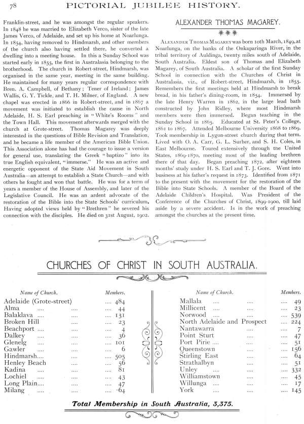 Jubilee Pictorial History of Churches of Christ in Australasia, p. 78