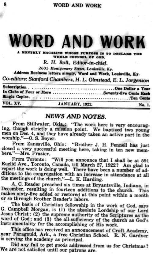 Word and Work, Vol. 15, No. 1, January 1922, p. 8