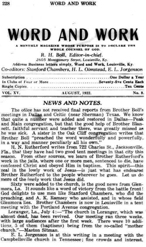 Word and Work, Vol. 15, No. 8, August 1922, p. 228