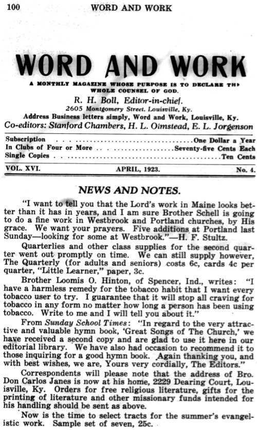 Word and Work, Vol. 16, No. 4, April 1923, p. 100