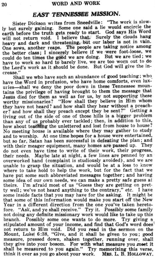 Word and Work, Vol. 18, No. 1, January 1925, p. 20