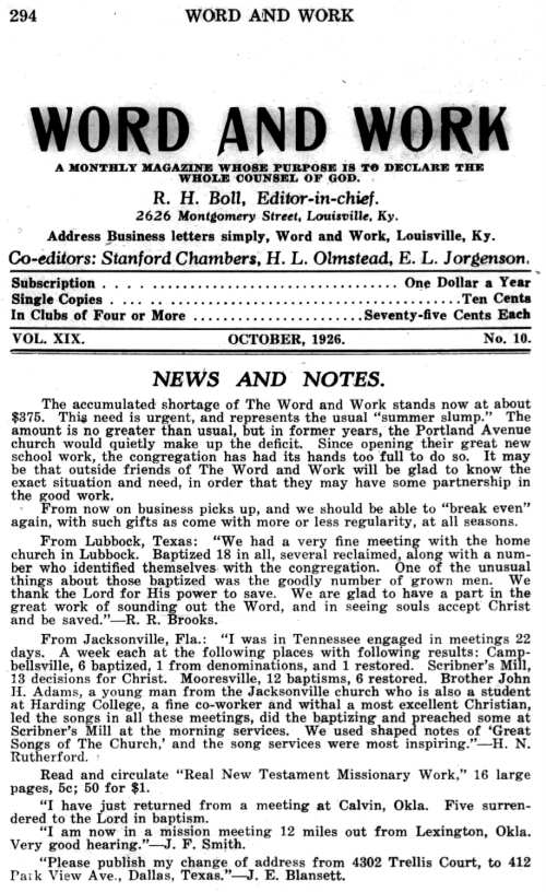 Word and Work, Vol. 19, No. 10, October 1926, p. 294