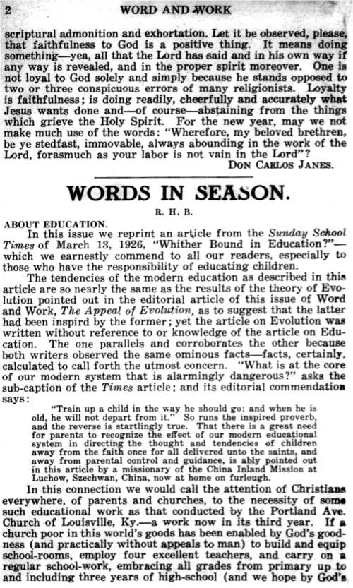 Word and Work, Vol. 20, No. 1, January 1927, p. 2