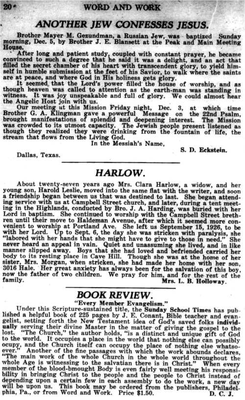 Word and Work, Vol. 20, No. 1, January 1927, p. 20