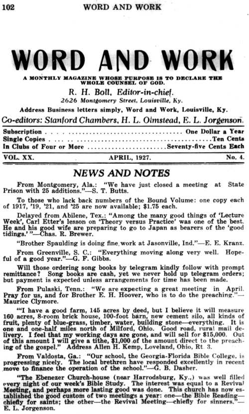 Word and Work, Vol. 20, No. 4, April 1927, p. 102
