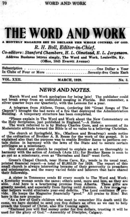 Word and Work, Vol. 22, No. 3, March 1929, p. 70