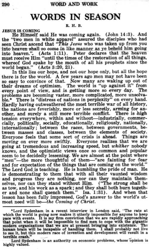 Word and Work, Vol. 22, No. 10, October 1929, p. 290