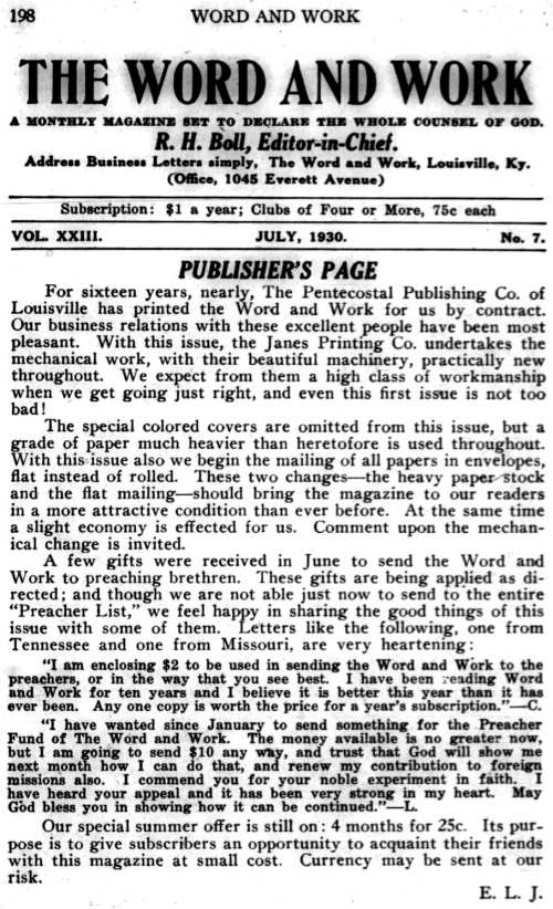 Word and Work, Vol. 23, No. 7, July 1930, p. 198