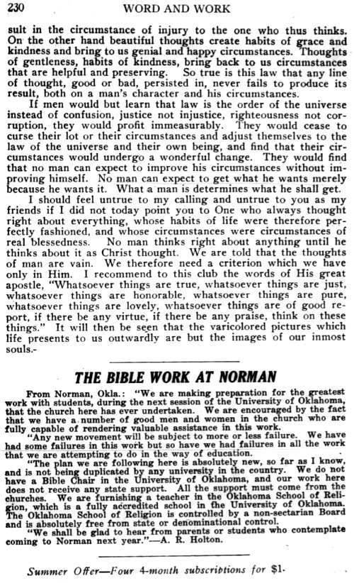 Word and Work, Vol. 23, No. 8, August 1930, p. 230