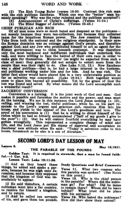 Word and Work, Vol. 24, No. 5, May 1931, p. 148