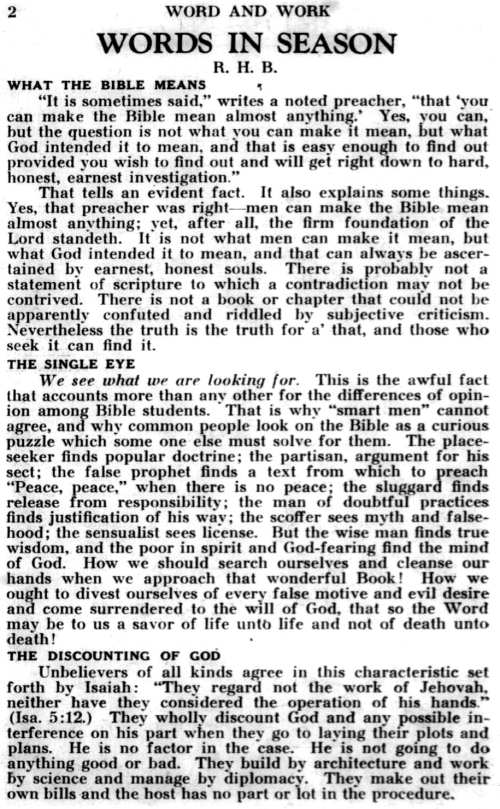 Word and Work, Vol. 26, No. 1, January 1933, p. 2