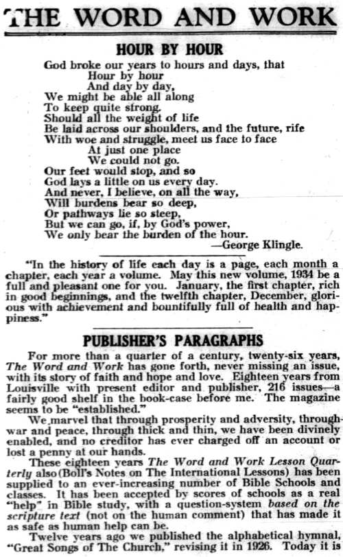 Word and Work, Vol. 27, No. 1, January 1934, p. 1