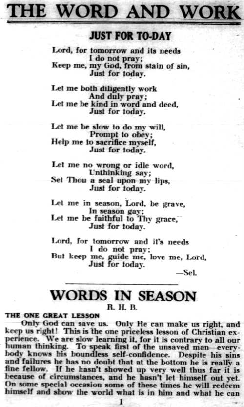 Word and Work, Vol. 30, No. 1, January 1936, p. 1