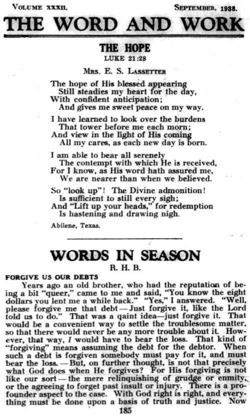 Word and Work, Vol. 32, No. 9, September 1938, p. 185