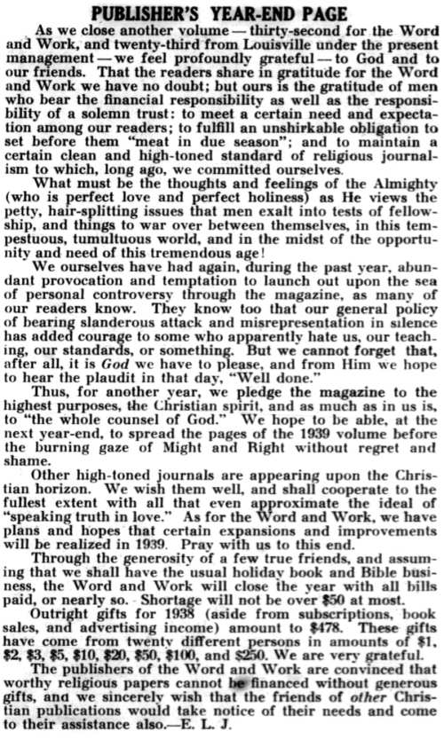 Word and Work, Vol. 32, No. 12, December 1938, p. Inside Front Cover