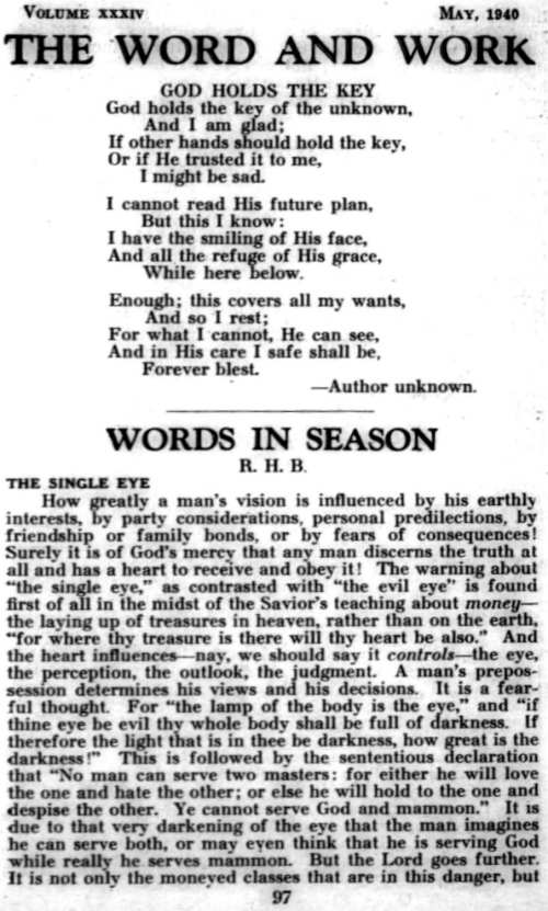 Word and Work, Vol. 34, No. 5, May 1940, p. 97