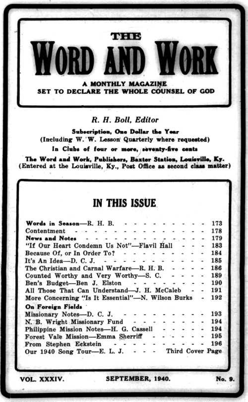 Word and Work, Vol. 34, No. 9, September 1940, p. Front Cover