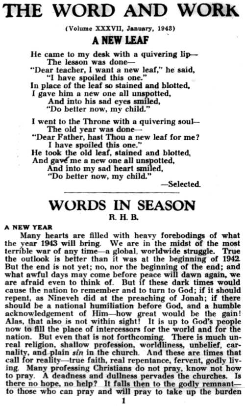 Word and Work, Vol. 37, No. 1, January 1943, p. 1