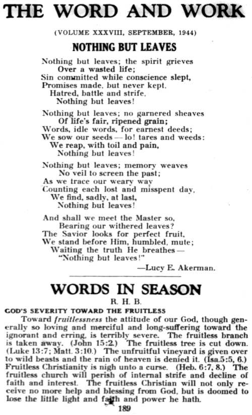 Word and Work, Vol. 38, No. 9, September 1944, p. 189