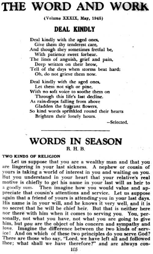 Word and Work, Vol. 39, No. 5, May 1945, p. 105