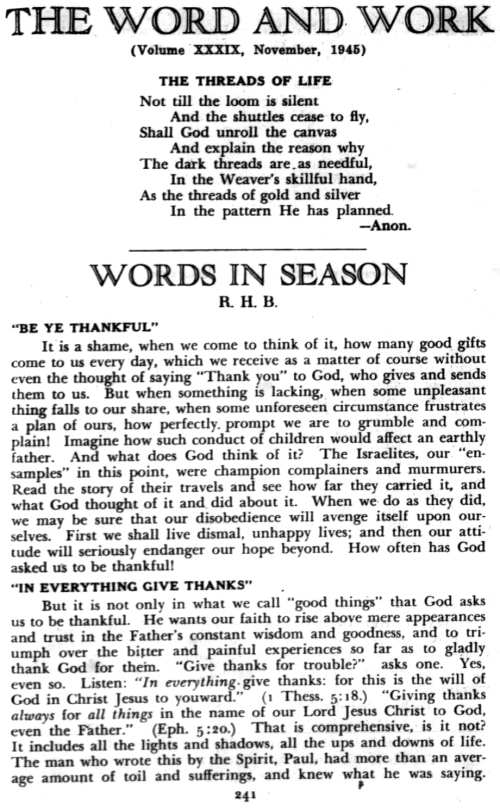 Word and Work, Vol. 39, No. 11, November 1945, p. 241