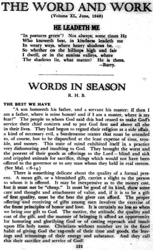 Word and Work, Vol. 40, No. 6, June 1946, p. 121