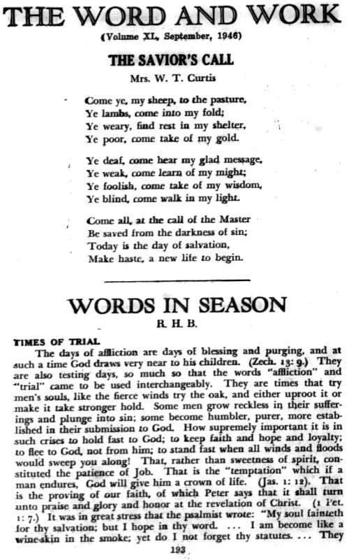 Word and Work, Vol. 40, No. 9 September 1946, p. 193