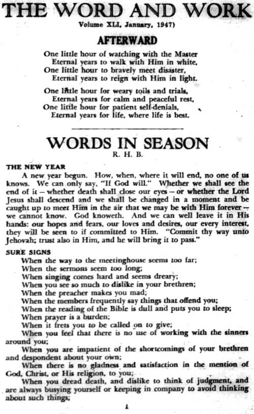 Word and Work, Vol. 41, No. 1, January 1947, p. 1