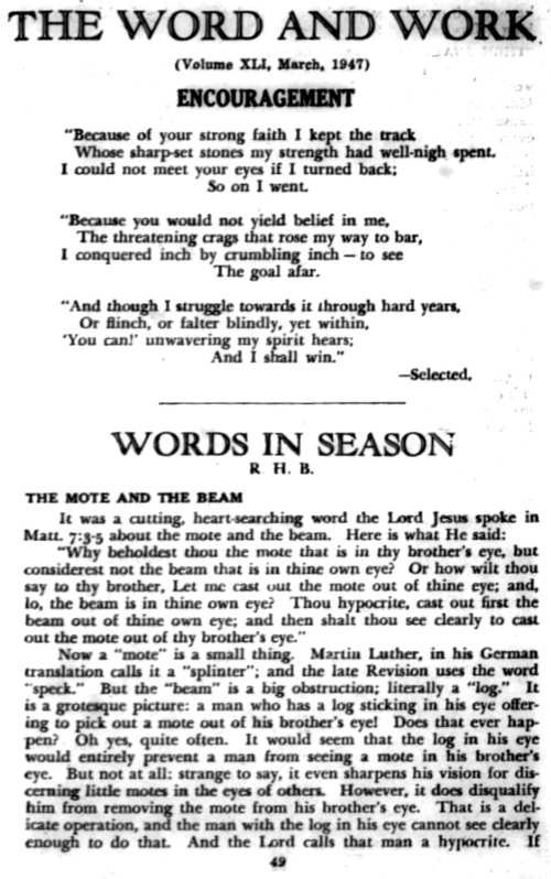 Word and Work, Vol. 41, No. 3, March 1947, p. 49