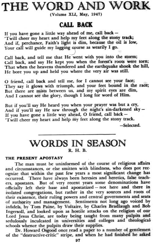 Word and Work, Vol. 41, No. 5, May 1947, p. 97