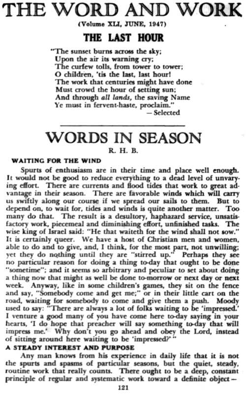 Word and Work, Vol. 41, No. 6, June 1947, p. 121