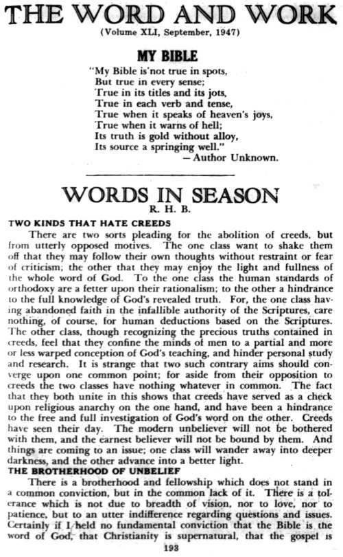 Word and Work, Vol. 41, No. 9, September 1947, p. 193