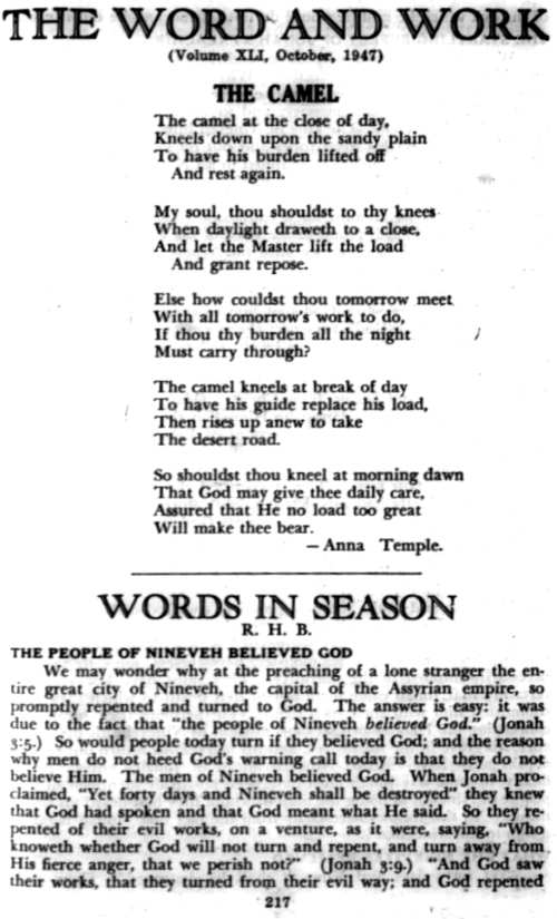 Word and Work, Vol. 41, No. 10, October 1947, p. 217