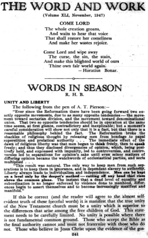 Word and Work, Vol. 41, No. 11, November 1947, p. 241