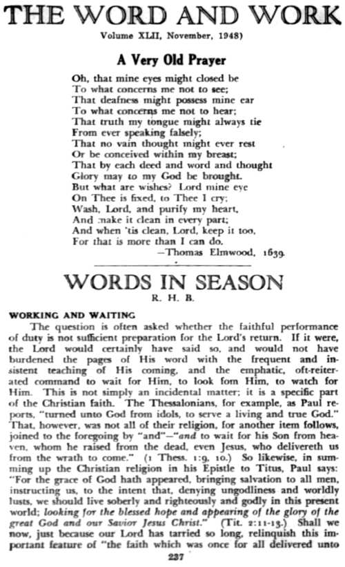 Word and Work, Vol. 42, No. 11, November 1948, p. 237