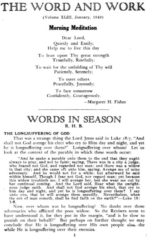 Word and Work, Vol. 43, No. 1, January 1949, p. 1