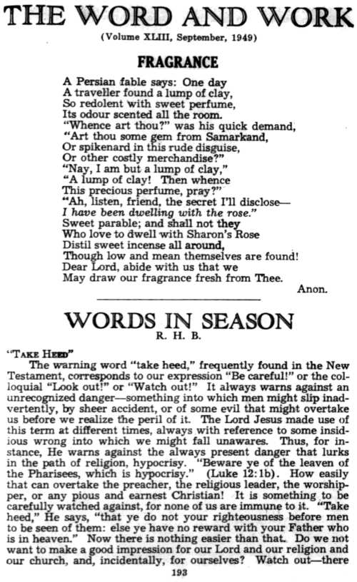 Word and Work, Vol. 43, No. 9, September 1949, p. 193