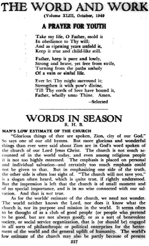 Word and Work, Vol. 43, No. 10, October 1949, p. 217