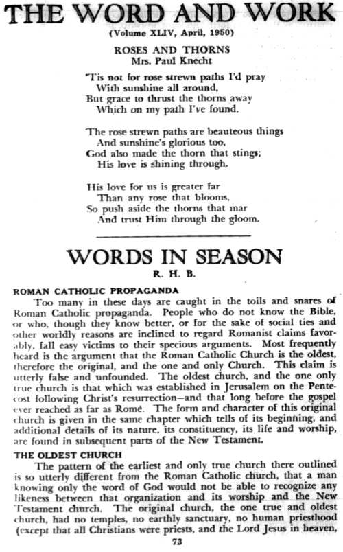 Word and Work, Vol. 44, No. 4, April 1950, p. 73