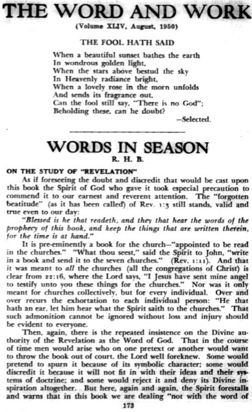 Word and Work, Vol. 44, No. 8, August 1950, p. 173