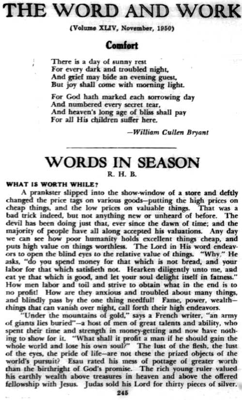 Word and Work, Vol. 44, No. 11, November 1950, p. 245