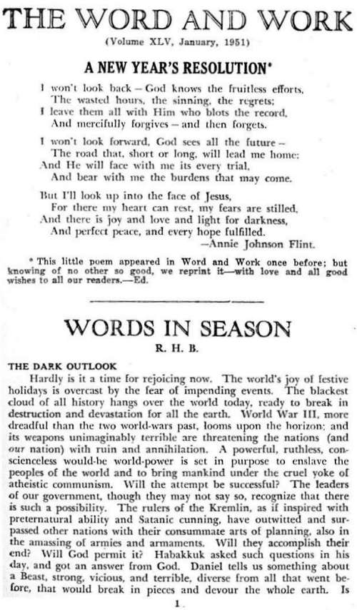 Word and Work, Vol. 45, No. 1, January 1951, p. 1