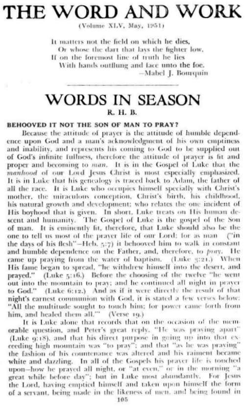 Word and Work, Vol. 45, No. 5, May 1951, p. 105