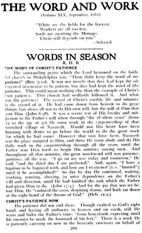 Word and Work, Vol. 45, No. 9, September 1951, p. 205