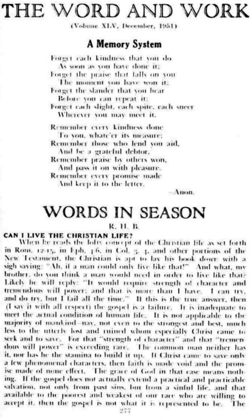 Word and Work, Vol. 45, No. 12, December 1951, p. 277