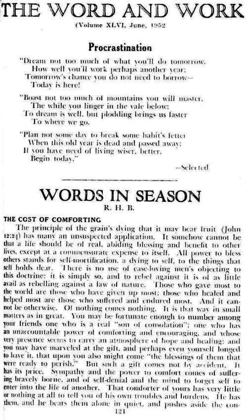 Word and Work, Vol. 46, No. 6, June 1952, p. 121