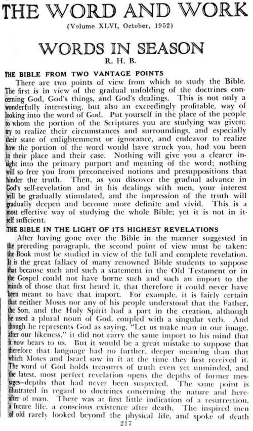 Word and Work, Vol. 46, No. 10, October 1952, p. 217