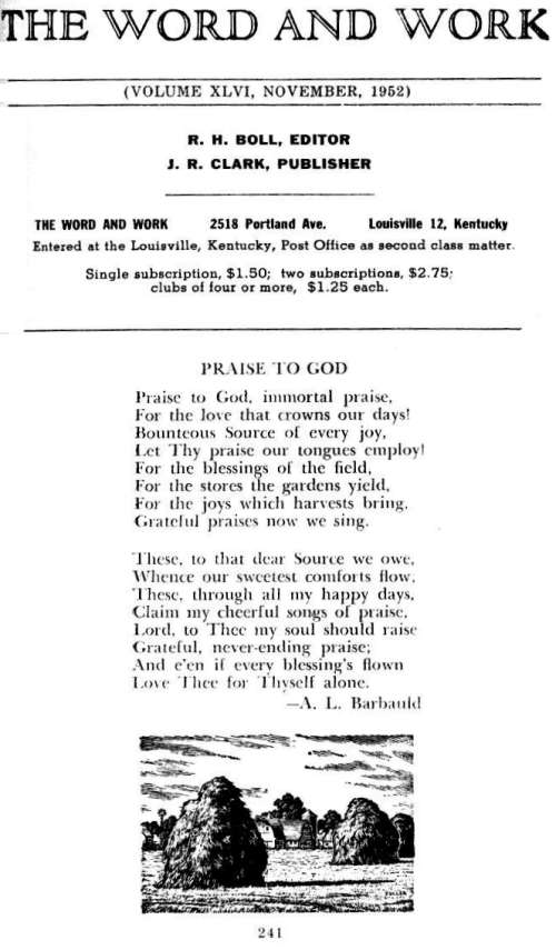 Word and Work, Vol. 46, No. 11, November 1952, p. 241