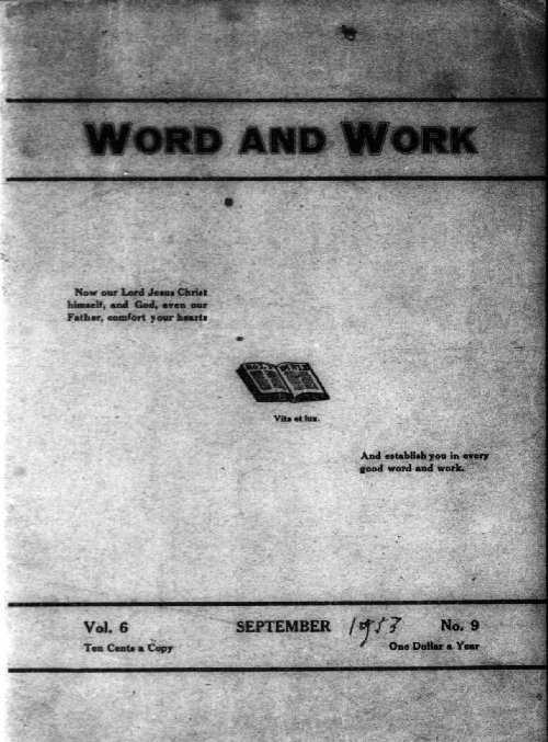 Word and Work, Vol. 6, No. 9, Front Cover