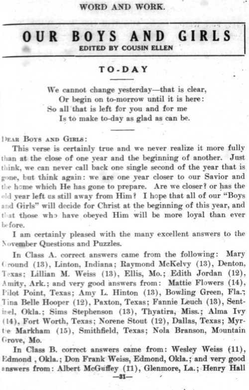 Word and Work, Vol. 7, No. 1, January 1914, p. 31